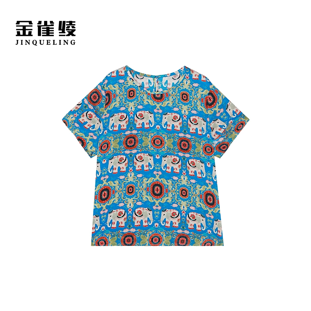 金雀绫【吉象如意】桑蚕丝新中式设计师满印加宽加大小衫SZA2S456