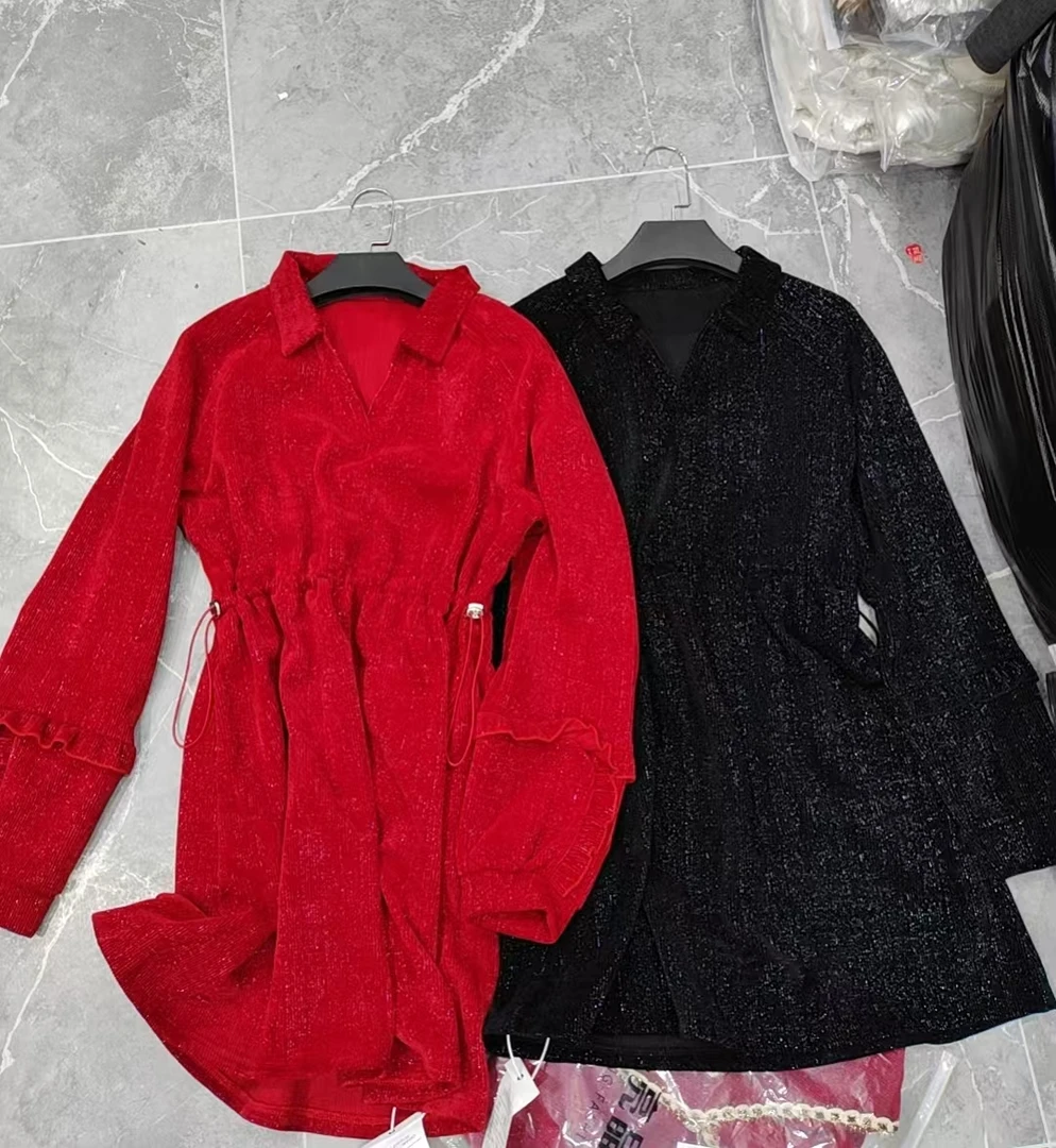 抽绳小香风连衣裙气质显瘦