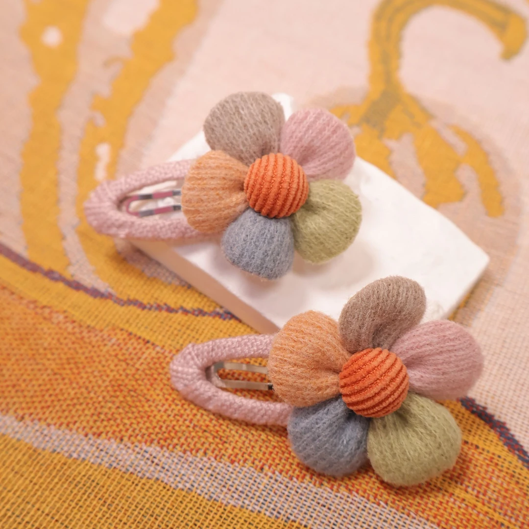 【桑七专属】七彩花朵粉色兔子纱裙BB夹布艺不伤发儿童BB夹