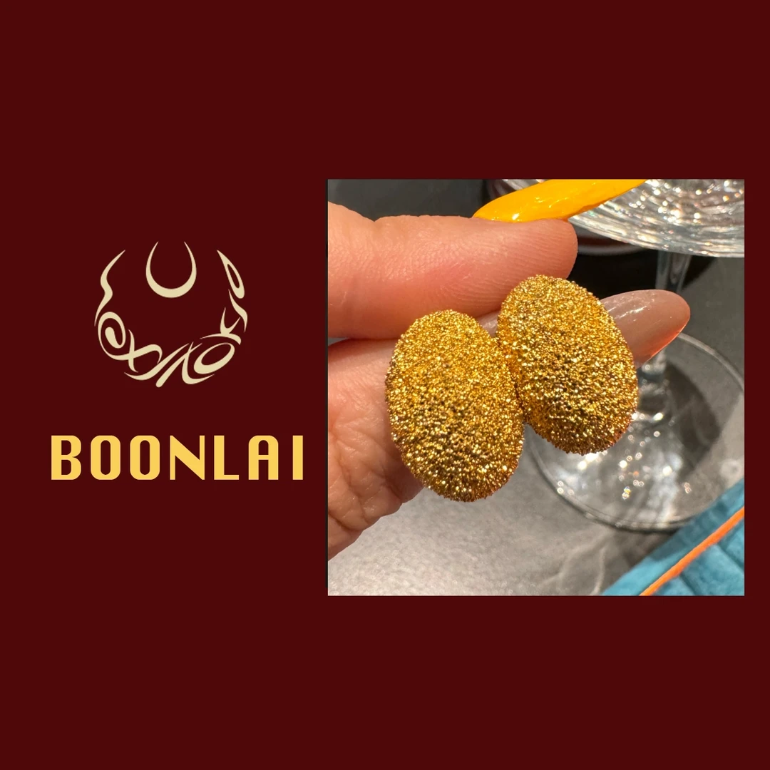 铜合金耳饰 Boonlai 金色金属椭圆形耳环4195