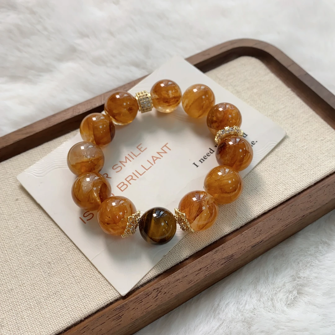 黄胶花金虎眼气质高端情侣女款送礼手串原创设计ZDYSJ00158