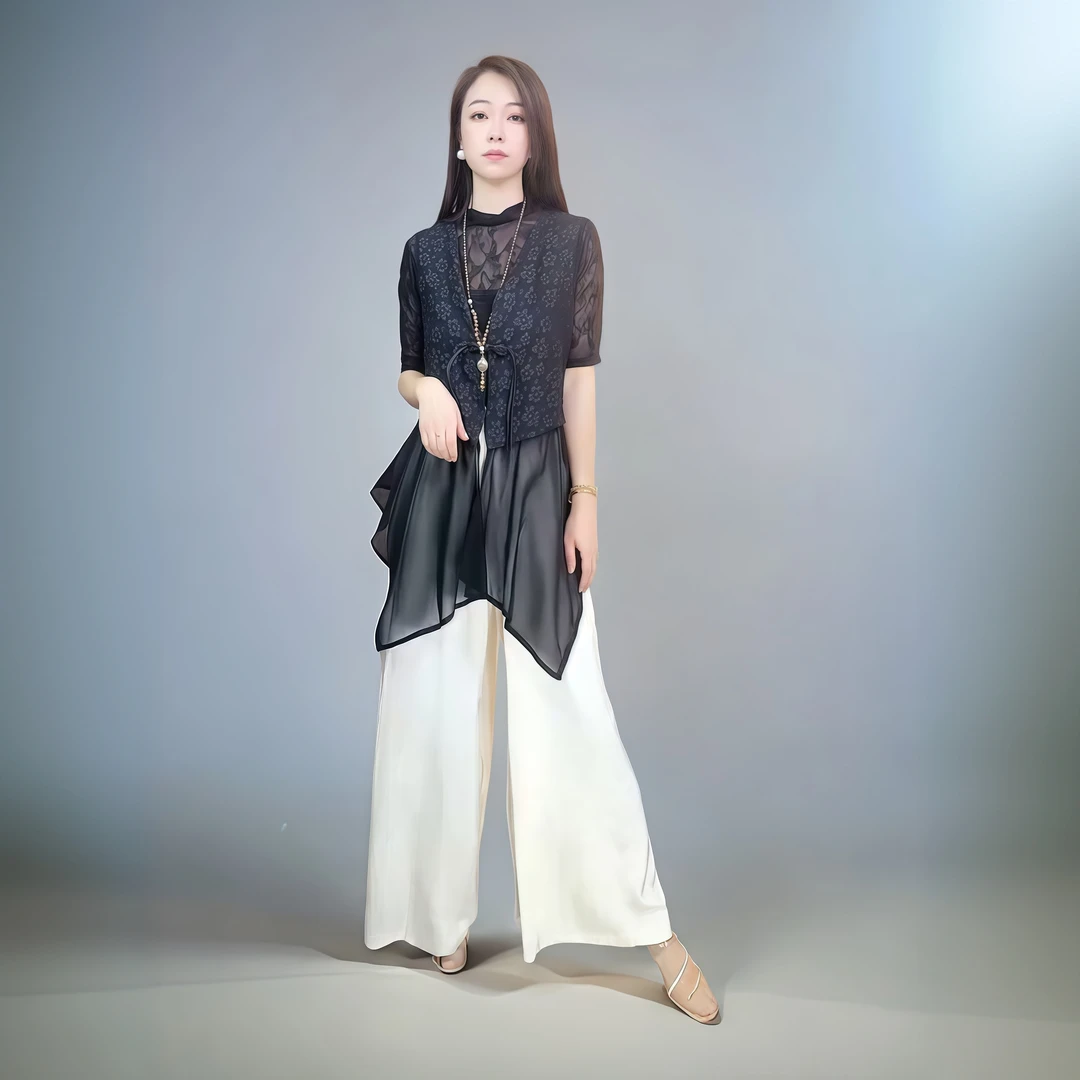 时尚百搭休闲无袖短款设计师轻奢梅花浮雕马甲1160