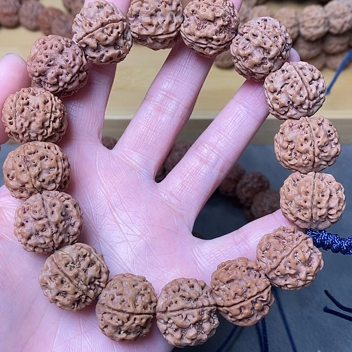 金刚菩提手串原生态经典款粗筋双龙纹，红皮款