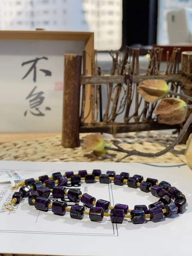 舒俱来夹层皇家紫四棱珠素项链/18k/45cm/AZB5456（枕河）