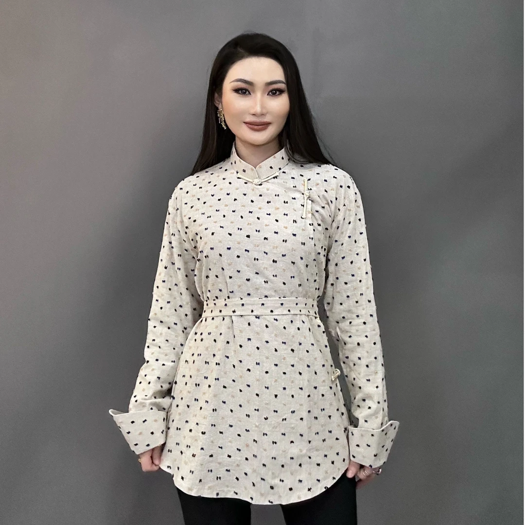 Adiyabrand蒙古元素衬衫上衣女早秋季打底衫民族风连衣裙衬衣