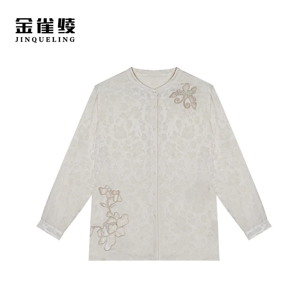 金雀绫【蝶恋花】原创设计轻奢时尚刺绣款衬衫SZA1S004