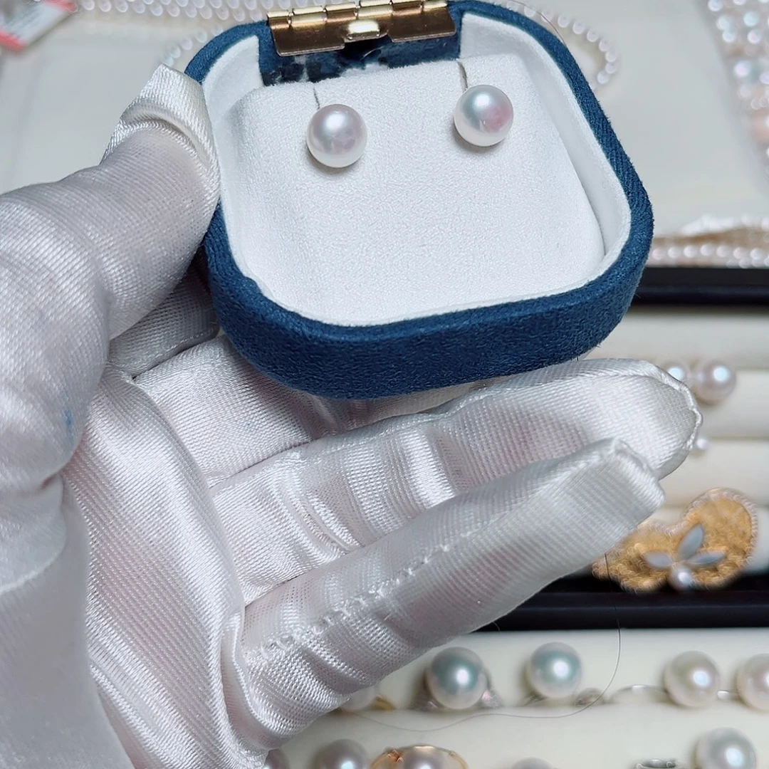 淡水珍珠手绳银S925镶嵌耳钉