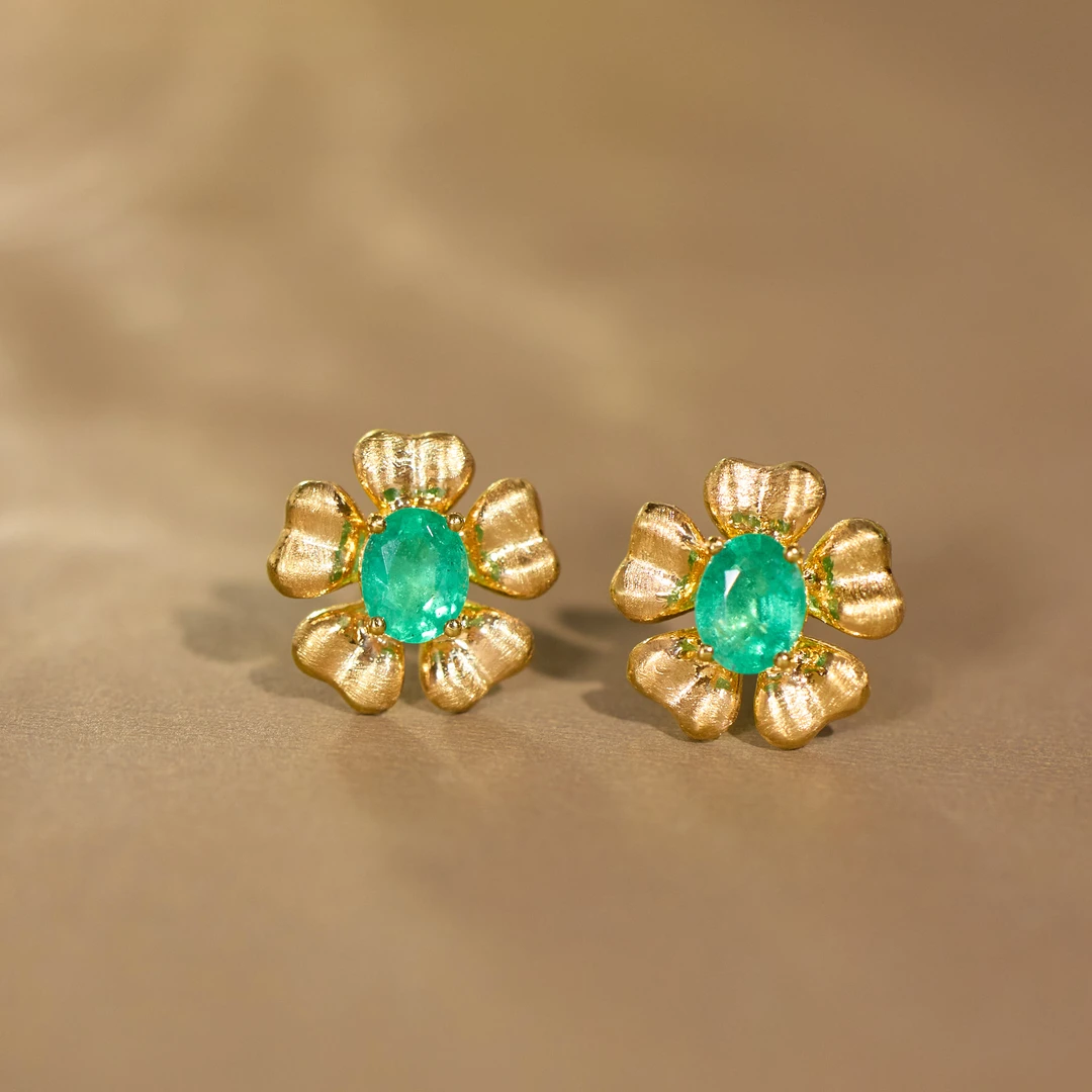 【歪歪】祖母绿耳饰*18K金镶嵌（多样性发一）XB-S3949