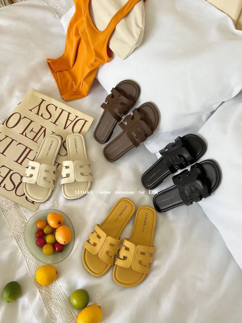 【NO退NO换】鑫燃KIKI 夏季百搭休闲一字带凉拖鞋 1212-6 MDG