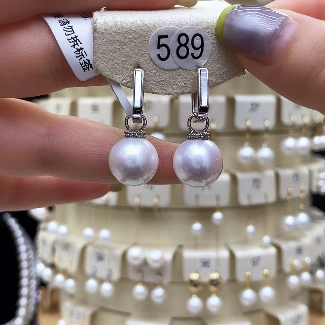 银S925镶嵌淡水珍珠耳饰