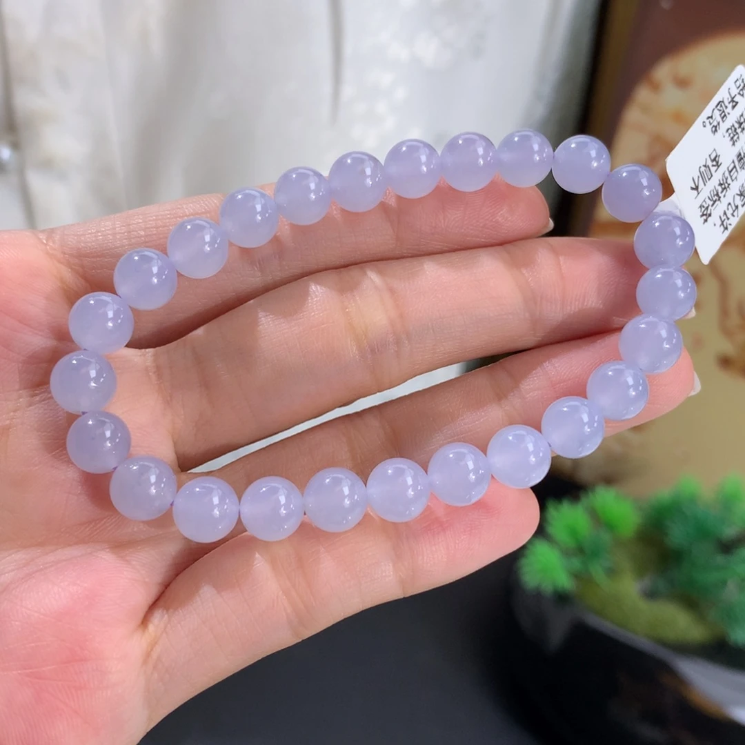 翡翠未镶嵌手串卡7冰胶紫手串