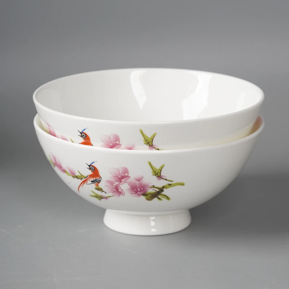 水点桃花高档6英寸家庭陶瓷面碗 2个装