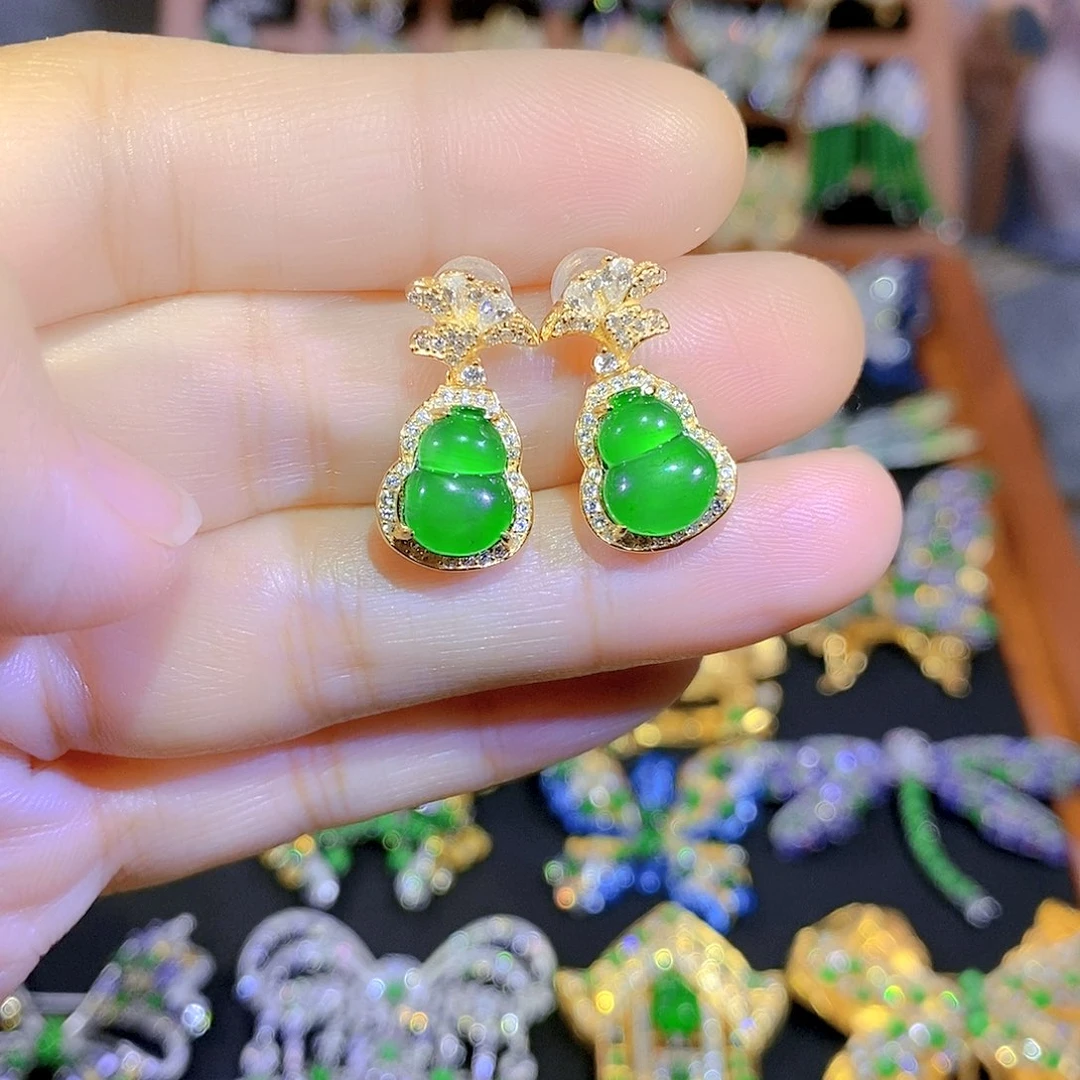 吊坠(不含链)银S925镶嵌翡翠