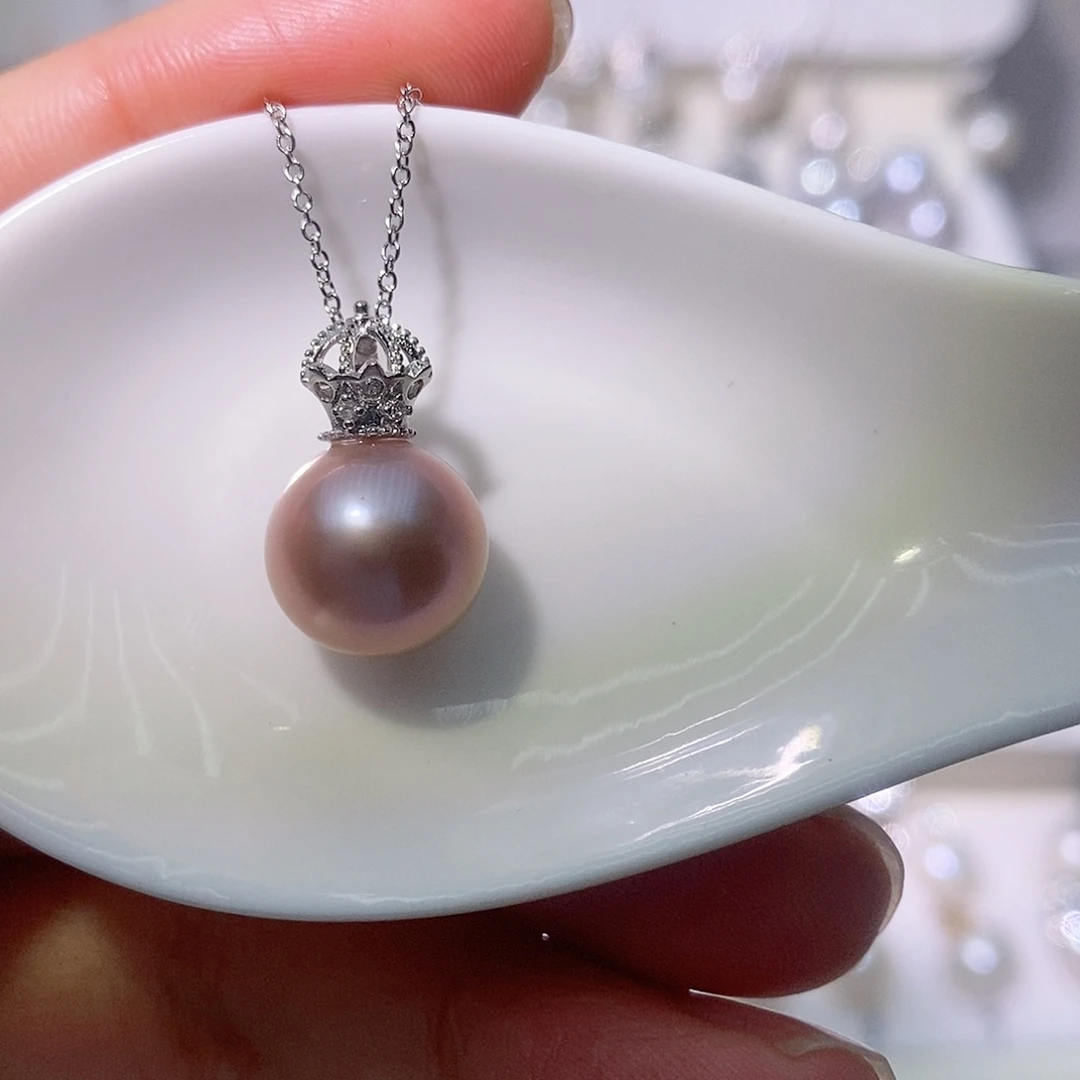 淡水珍珠吊坠(赠链)银S925镶嵌尺寸11/12毫米