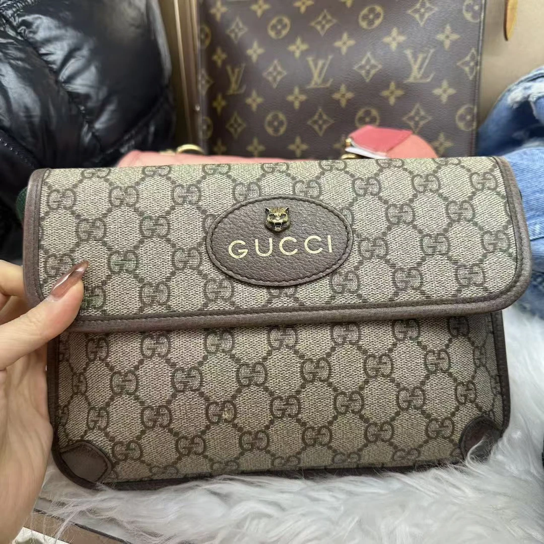 95新 GUCCI/古驰 古驰老花虎头腰包  nlbw  /二奢包包