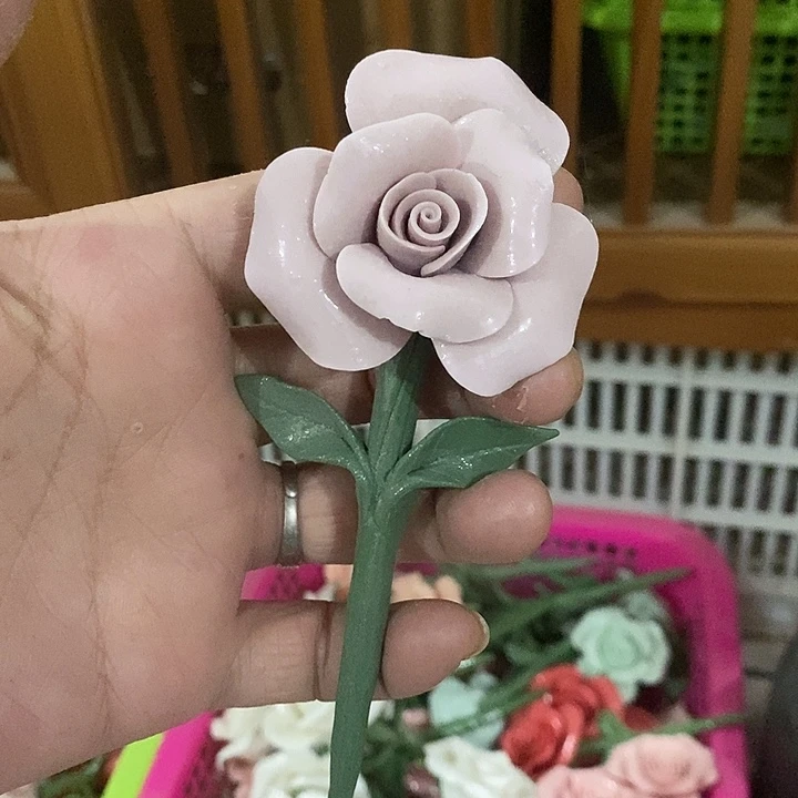 瓷片纯手工陶瓷花摆件1