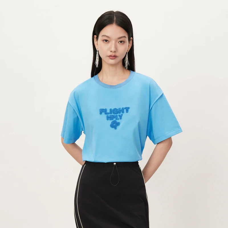 【商场同款】HPLY荷比俪2023秋季新款色彩吸睛宽松T恤HYD32620020