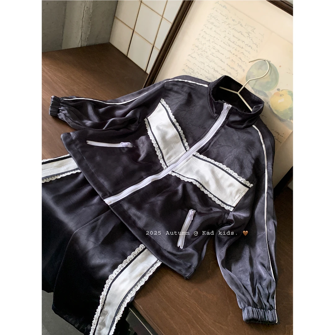 K5053-花边拼色运动套装+K5102-蝴蝶结KT打底衫