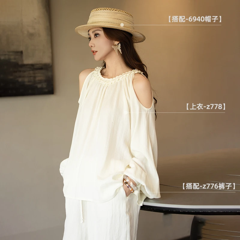 Z778不规则领型夏季薄款高腰显瘦宽松通勤宽松型简约衬衫
