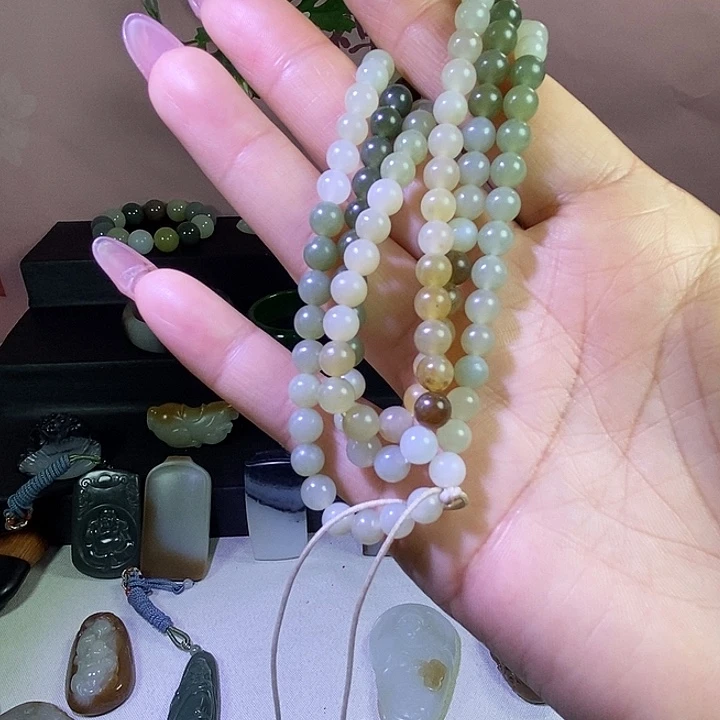 和田玉未镶嵌手链和田玉卡6