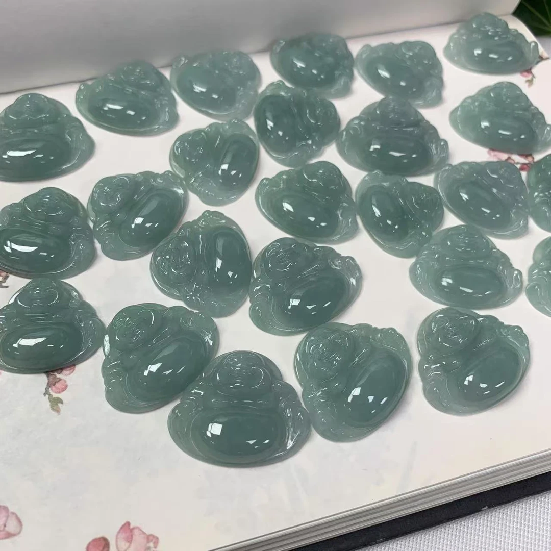 天然A货翡翠上新浅蓝水时尚精致百塔翡翠佛公玉坠-多样性发其一