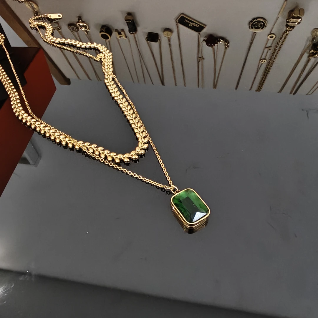 钛钢项链 麦穗绿绿双层毛衣项链YC010-5