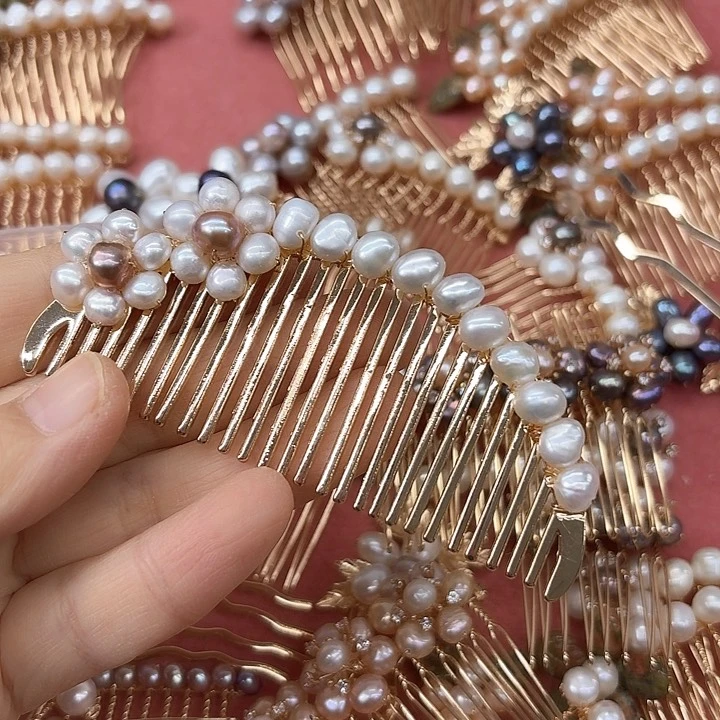 淡水珍珠发饰银S925镶嵌六****妈