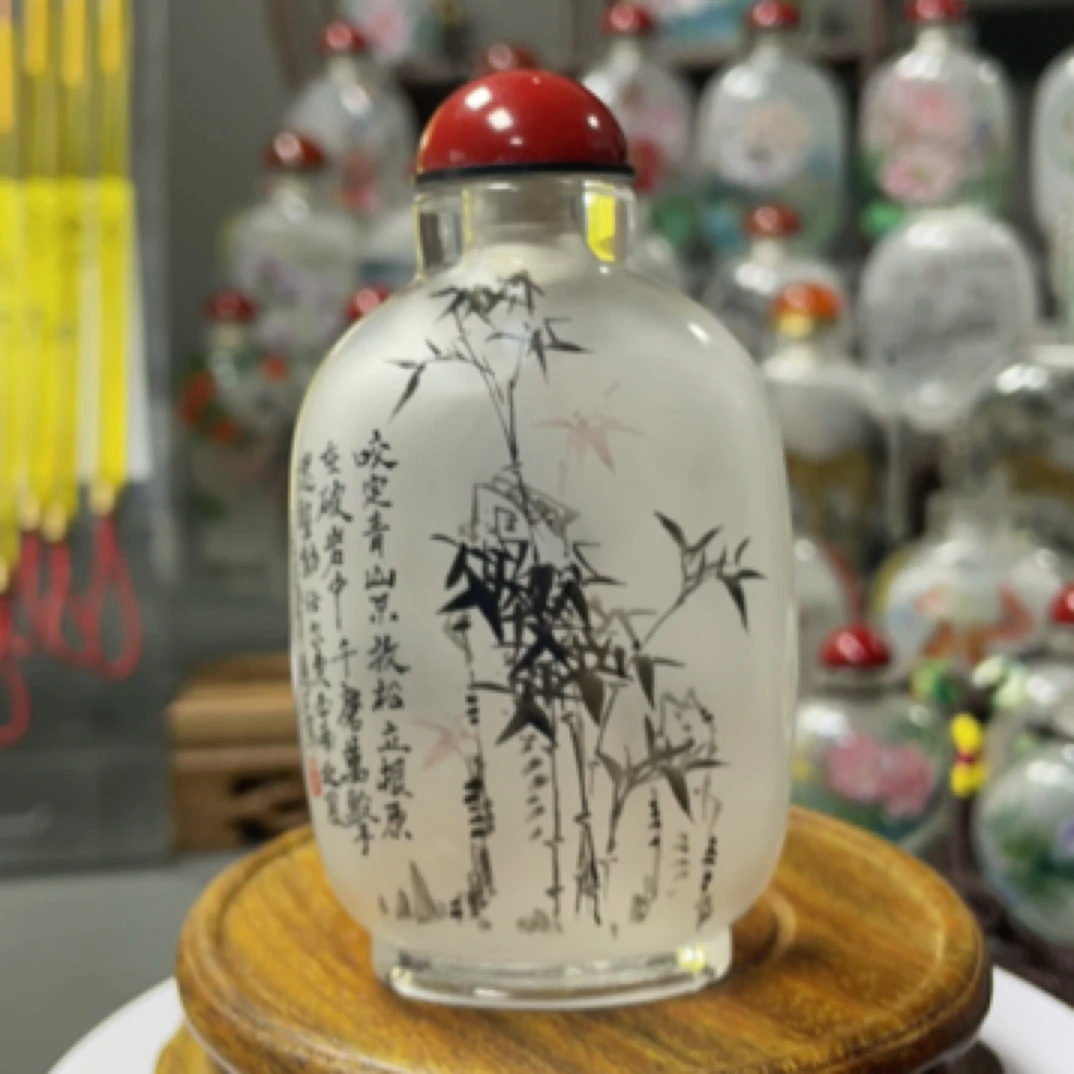 内画工艺品把玩摆件竹报平安