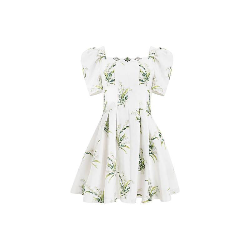 【高高甄选】夏季方领碎花显瘦气质优雅连衣裙G242L7503Z