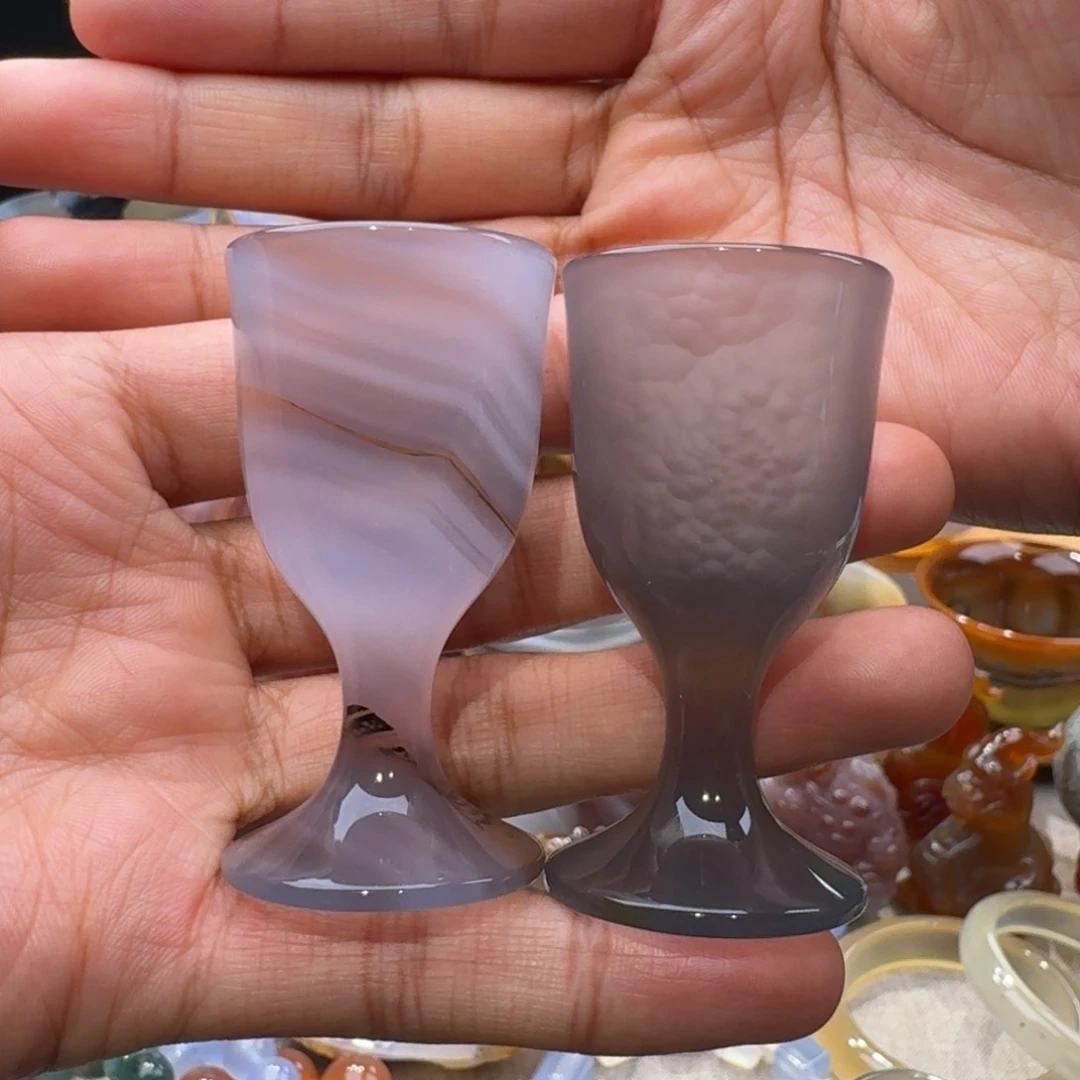 ～***～玛瑙/玉髓玛瑙酒杯10毫升一对未镶嵌