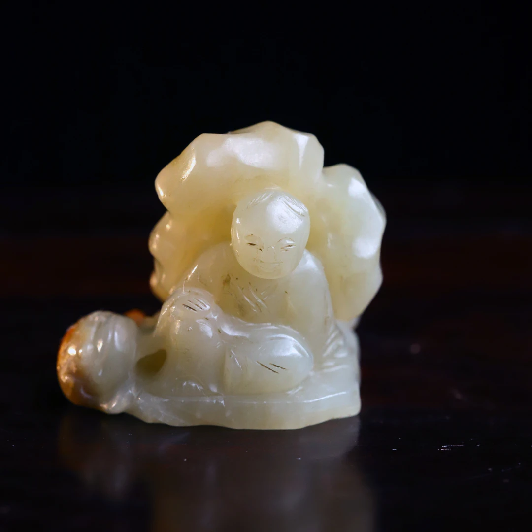 明代和田玉刘海戏金蟾山子-CS