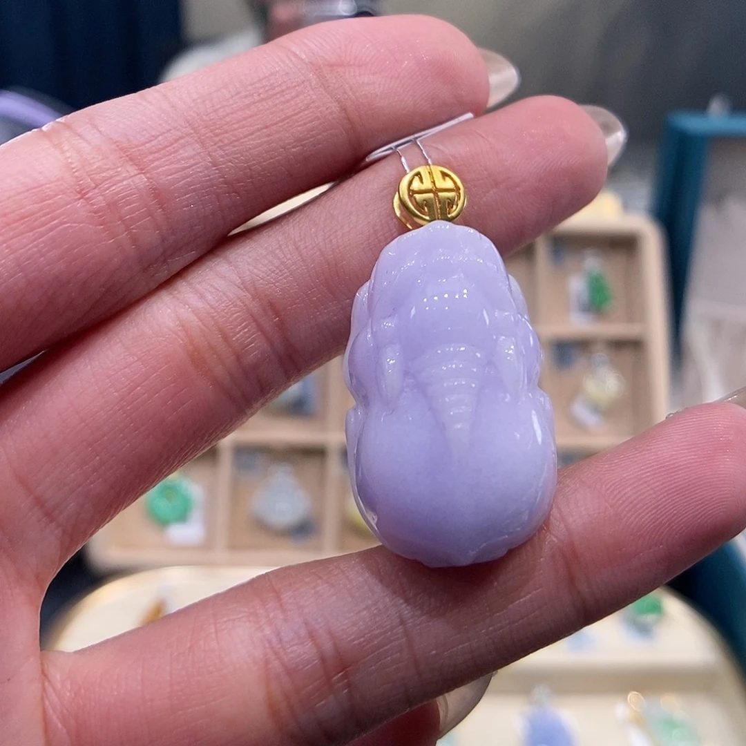 翡翠吊坠(不含链)18K金镶嵌貔貅