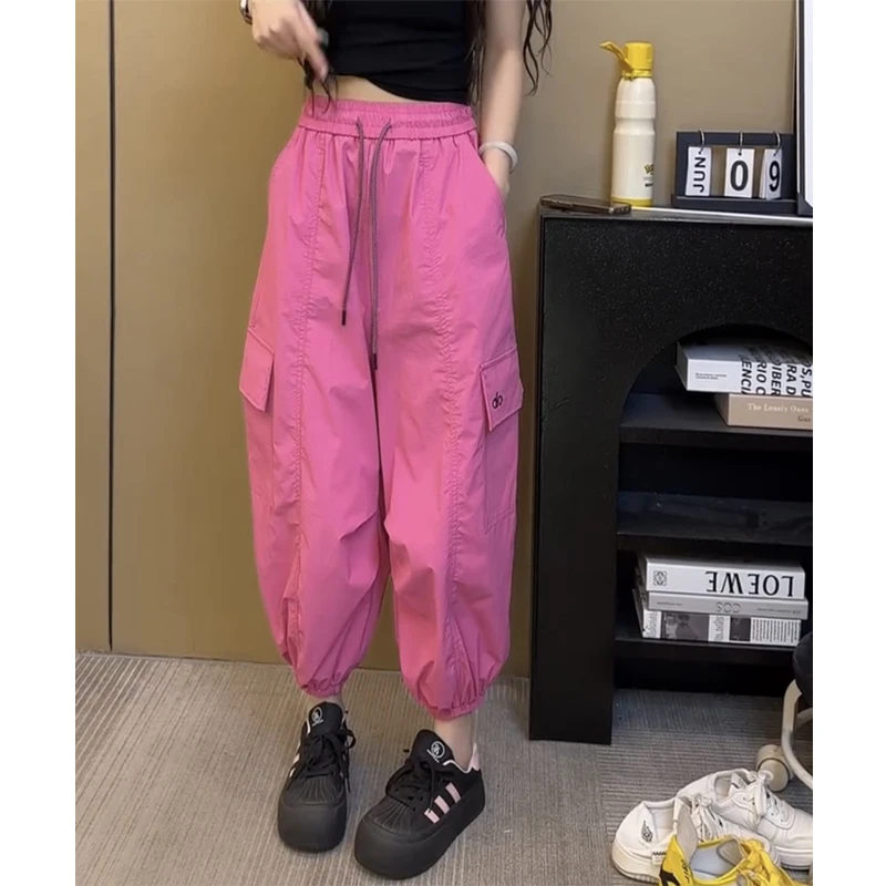 韩版百搭时尚工装裤女秋冬薄款休闲速干裤九分洋气束脚裤子