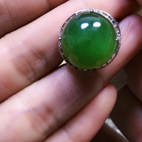 和田玉银S925镶嵌戒指