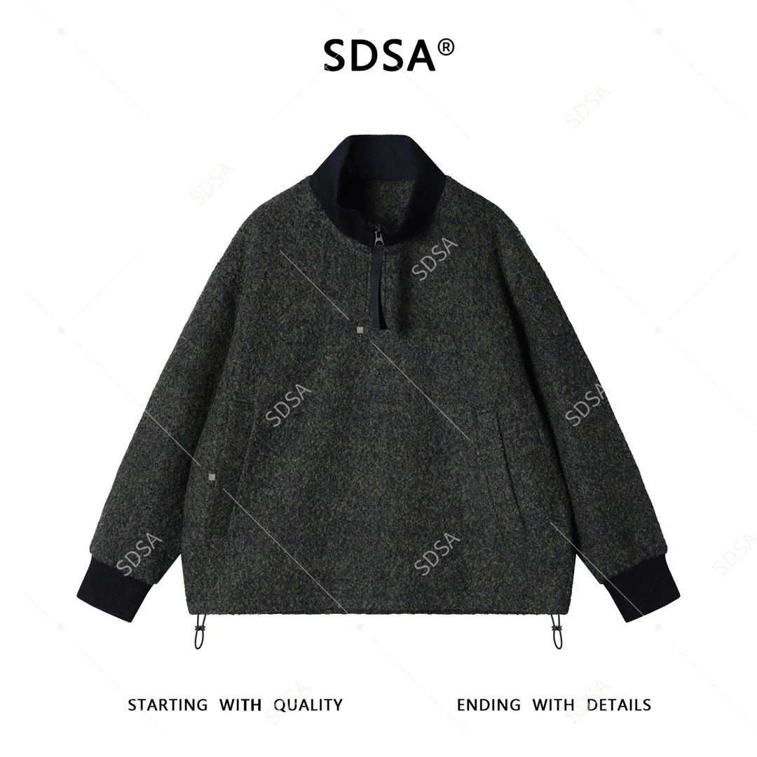 SDSA男士秋冬新款痞帅男装潮牌半拉链立领白鹅羽绒服宽松百搭时尚