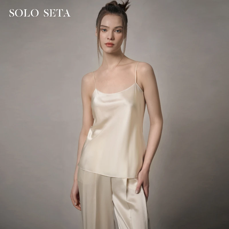 Solo seta22姆米重磅真丝睡衣上衣女桑蚕丝吊带2025秋冬新品