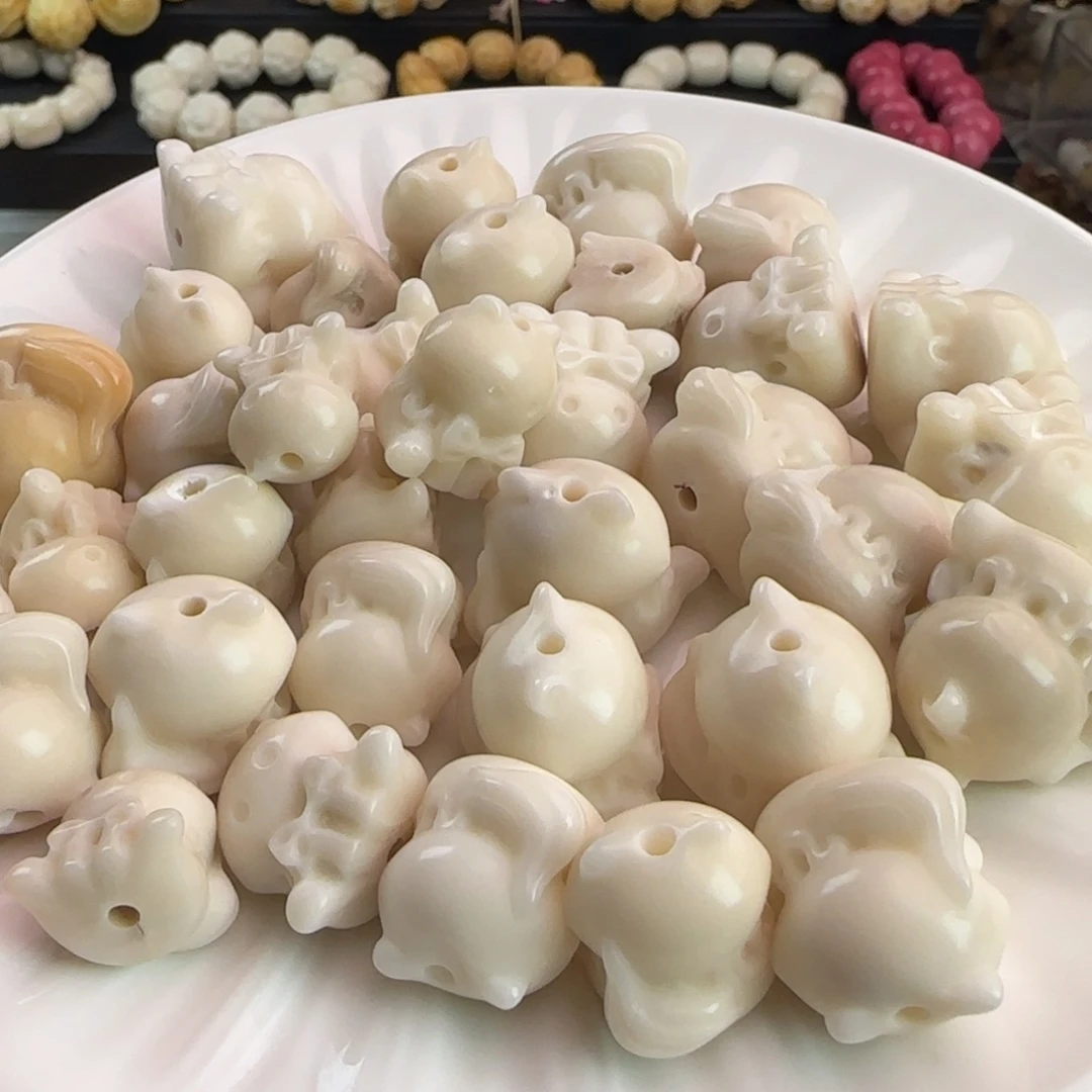 菩提根/象牙果手串微瑕白色布偶猫5颗（大小随机）