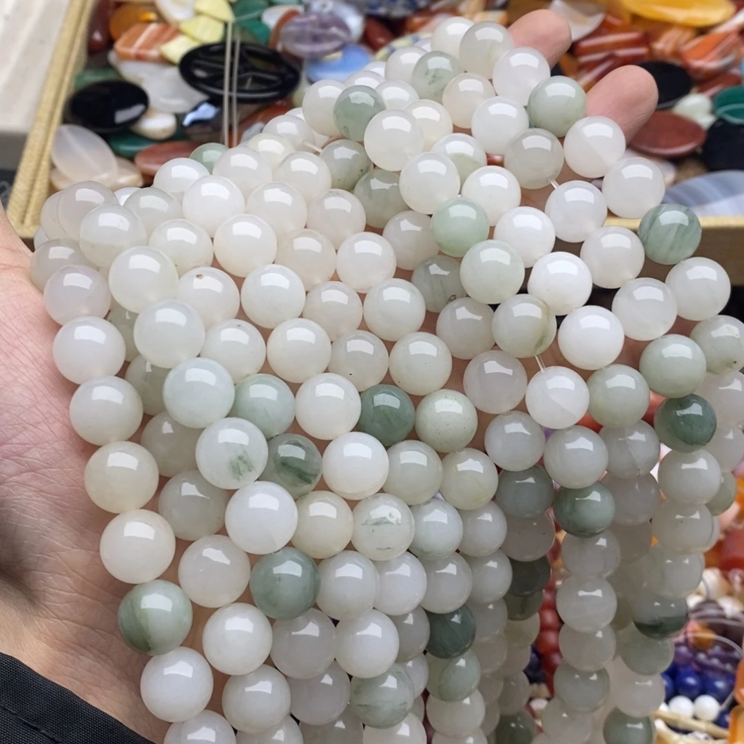 玛瑙/玉髓未镶嵌珠宝半成品一条天然12mm天山翠圆珠