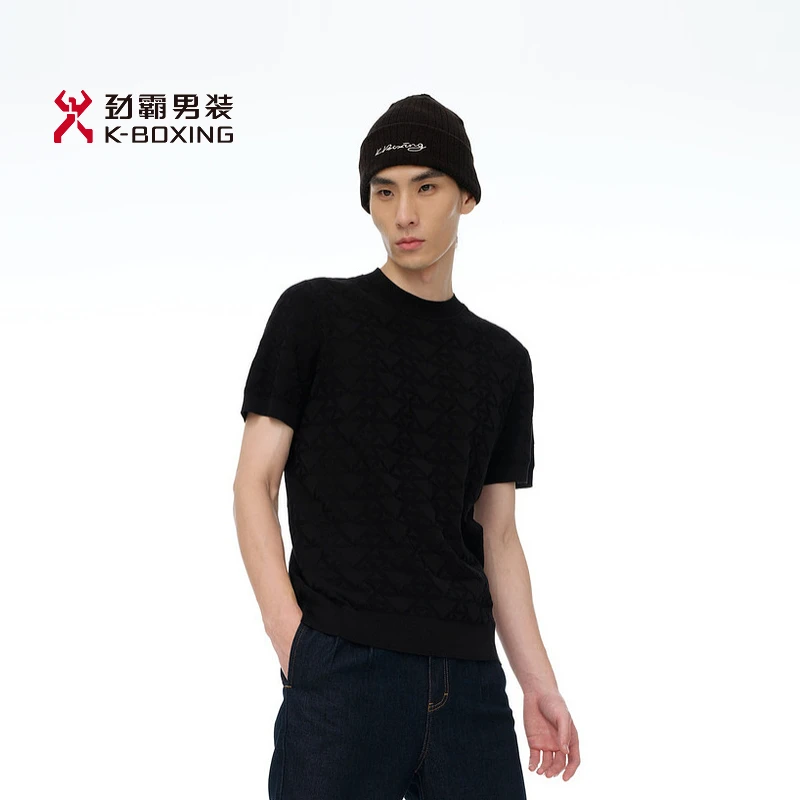 【兔游华夏】劲霸男装春夏暗纹提花时尚短袖T恤┃CTTE1985