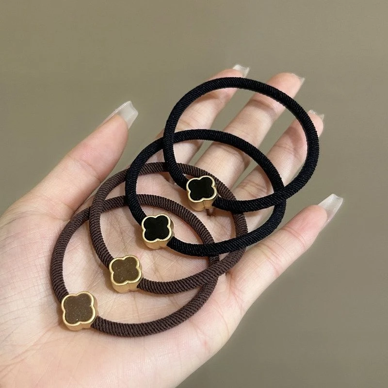 新款四叶草头绳简约气质头发皮筋橡皮筋发圈韩国头饰马尾皮套发绳