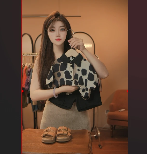 2025韩版春夏季儿童潮牌套装豹纹上衣短袖T恤37181