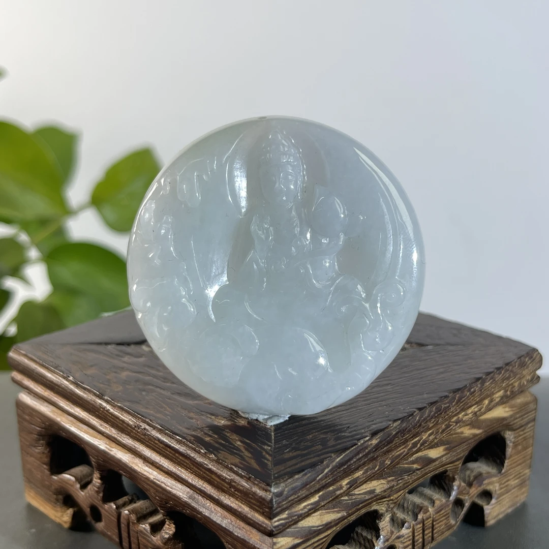 JXW28-012 天然缅甸A货翡翠  普贤