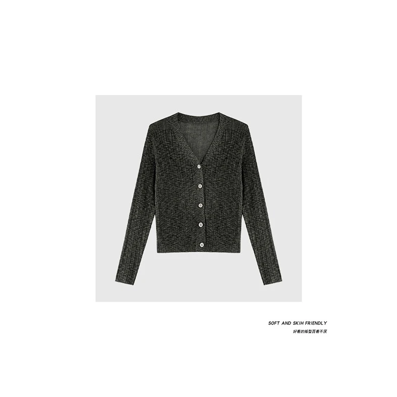 CLOTHING/墨含时尚简约百搭小香风薄款修身显瘦打底针织开衫LW100