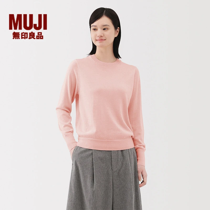 无印良品 MUJI 女式 羊毛可水洗高针距圆领毛衣 针织衫 25年秋季