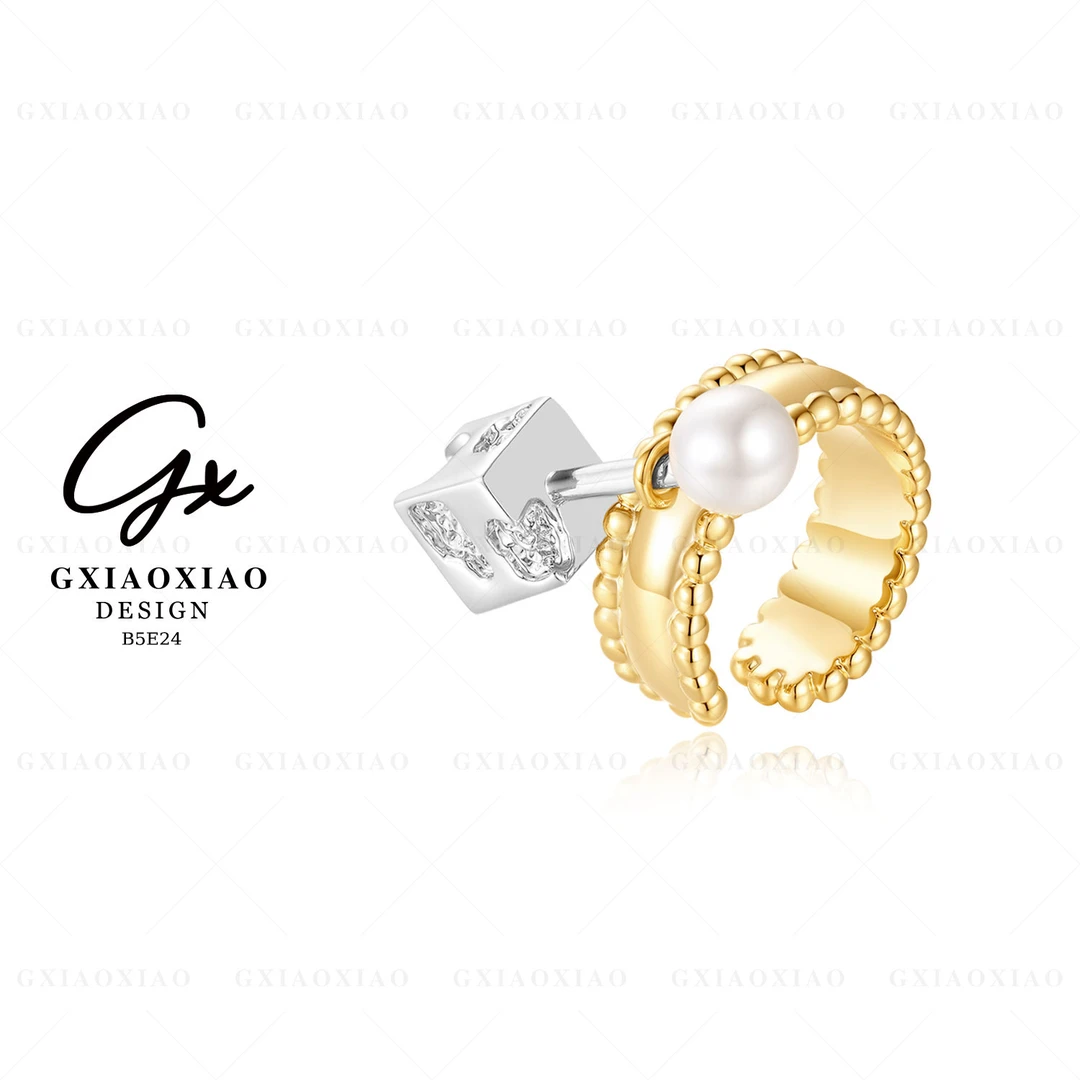 G XIAOXIAO 镀K金【星境】时尚气质百搭双色简约耳夹 B5E24