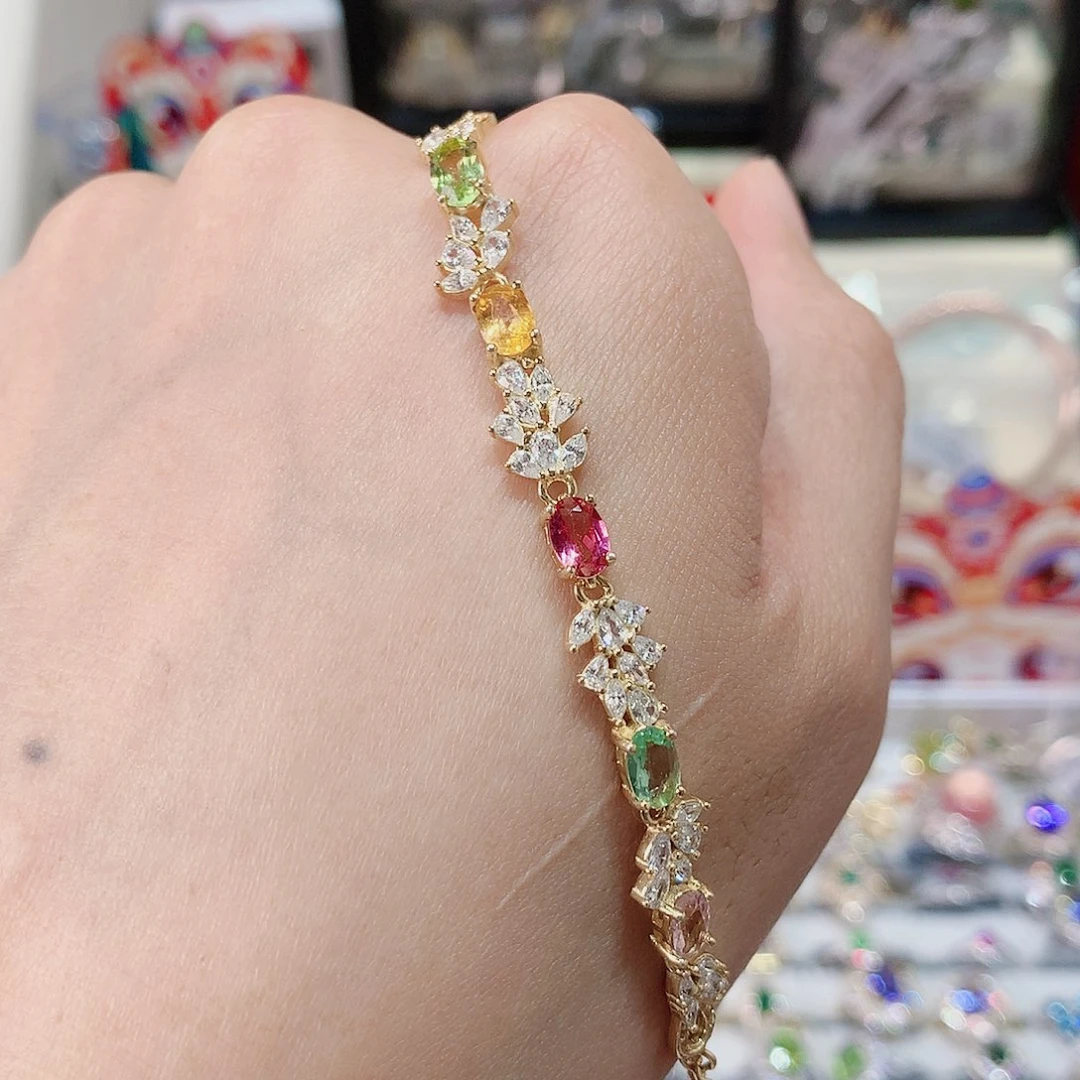 碧玺手链手链银S925镶嵌