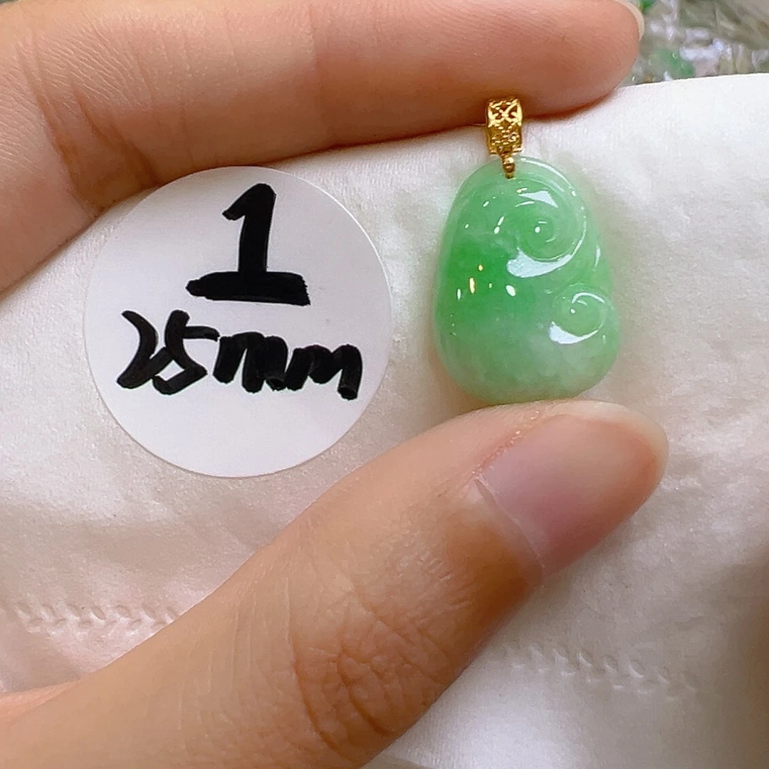 翡翠18K金镶嵌吊坠(不含链)翡翠