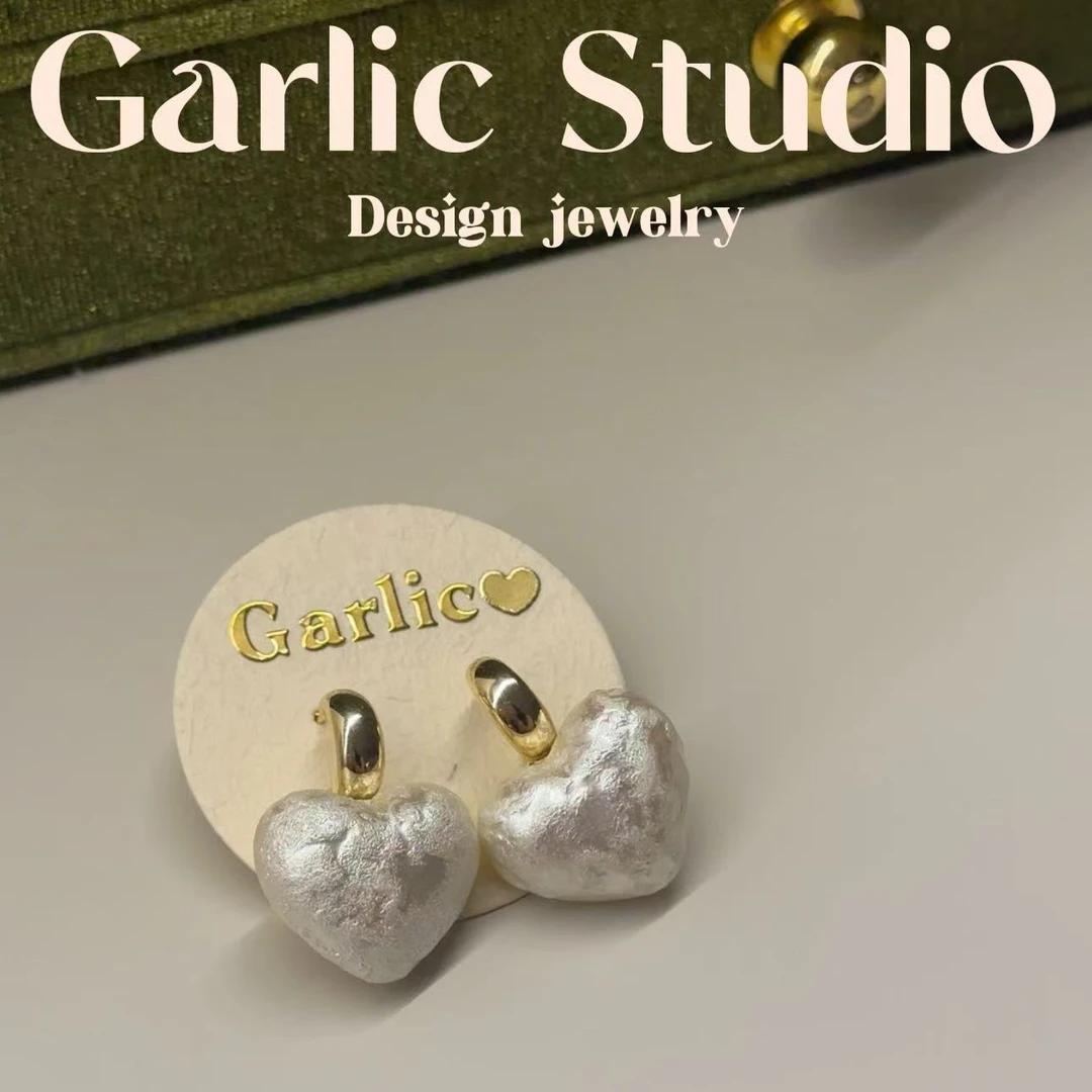 铜合金耳饰 <Garlic Studio> 棉花朵朵-肌理感棉花珍珍耳环