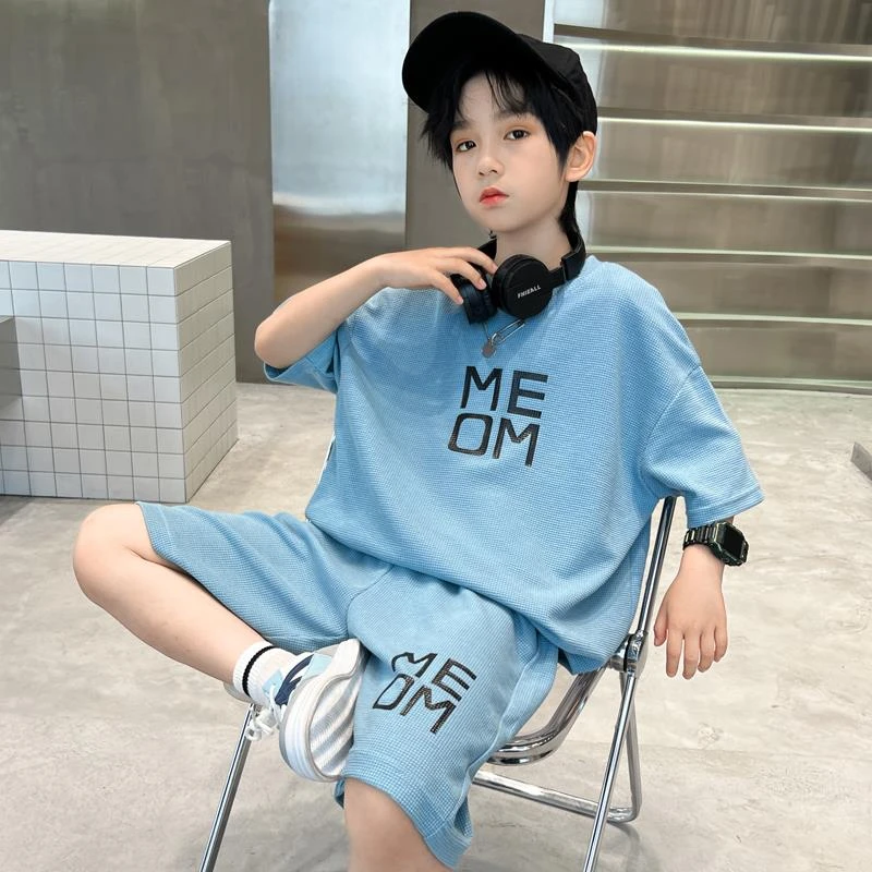 儿童装男童夏装短袖套装2025新款夏季中大童运动夏款男孩酷帅气潮