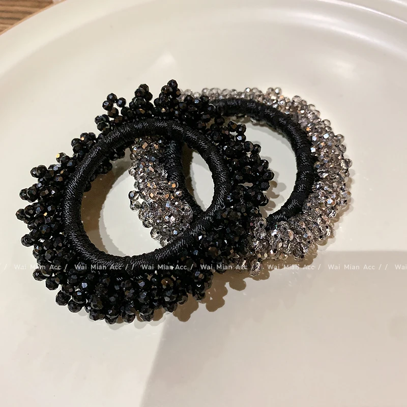 迷你水晶珠珠发圈头绳女高端时尚扎丸子头高弹力发绳新款皮筋头饰